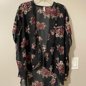 Sheer floral kimono